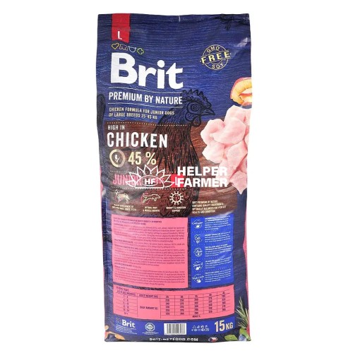Сухой корм для щенков больших пород Brit Premium Dog Junior L с курицей, 15 кг