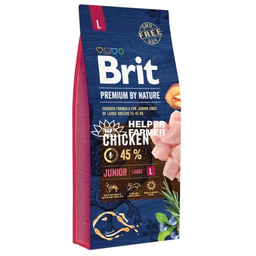 Сухой корм для щенков больших пород Brit Premium Dog Junior L с курицей, 15 кг