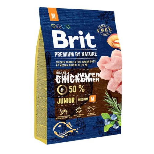 Сухой корм для щенков средних пород Brit Premium Dog Junior М с курицей, 3 кг