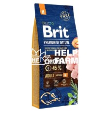 Сухой корм для собак средних пород 10-25 кг. Brit Premium Dog Adult М с курицей, 15 кг