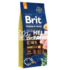 Сухий корм для цуценят середніх порід 10-25 кг Brit Premium Dog Junior М з куркою, 15 кг