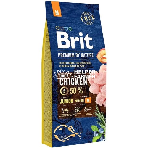 Сухой корм для щенков средних пород 10-25 кг. Brit Premium Dog Junior М с курицей, 15 кг