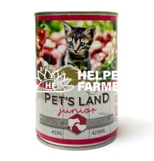 Вологий корм PET'S LAND JUNIOR для кошенят з яловичиною та ягням 415 г