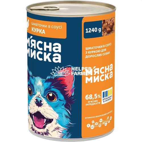 Влажный корм для взрослых собак Мясная Миска кусочки в соусе с курицей, 1.24 кг