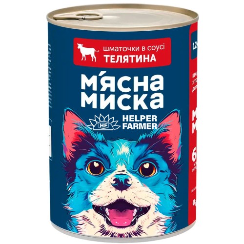 Влажный корм для взрослых собак Мясная Миска кусочки в соусе с телятиной, 1.24 кг