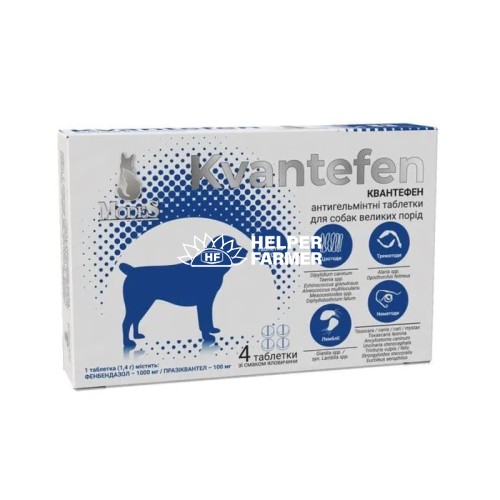Квантефен ModeS антигельминтные таблетки для собак больших пород, 1 таблетка на 20 кг, 1 таблетка
