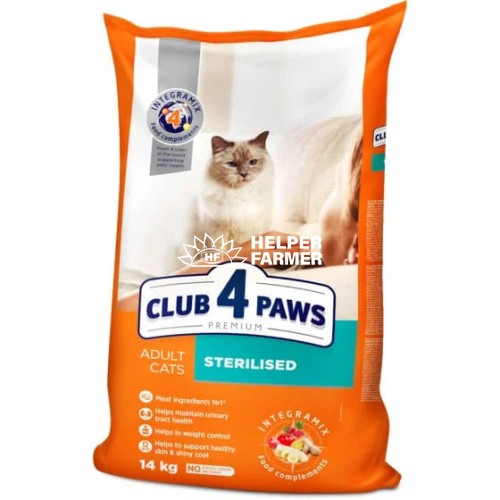 Сухий корм Клуб 4 Лапи Sterilized Adult Premium для дорослих стерилізованих кішок, 14 кг