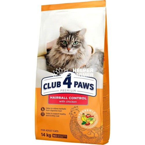Сухий корм для котів Club 4 Paws Premium з ефектом виведення шерсті із травного тракту, 14 кг