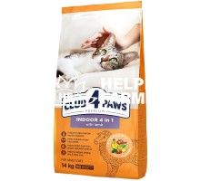 Сухой корм Club 4 Paws Premium 4 в 1 для взрослых кошек, живущих в помещении, с ягненком, 14 кг