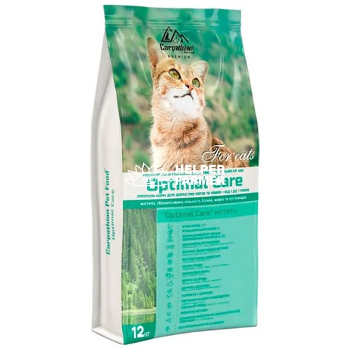 Сухой корм для взрослых кошек Carpathian Pet Food Optimal Care с курицей и морским окунем, 12 кг