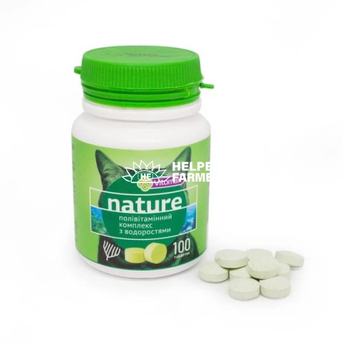 Поливитаминный комплекс Vitomax Nature для кошек с водорослями, 100 таблеток