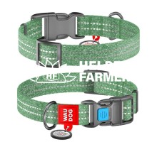 Нашийник WAUDOG Re-cotton з QR паспортом, з відновленої бавовни, пластикова пряжка, зелений S 23-35 см