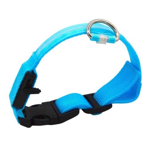 Нашийник для собак, що світиться, на акумуляторі з USB-зарядкою блакитний XL 52-60 см