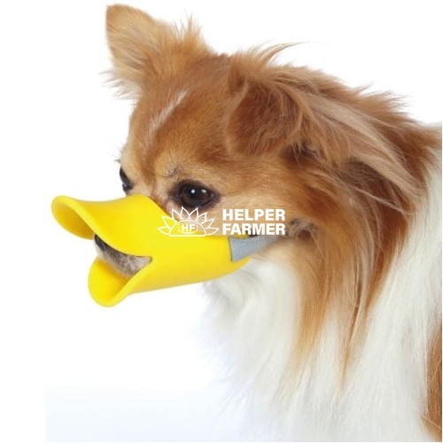 Намордник УНИ Маска S силиконовая уточка желтая Ш-17-30 Р-12 см Вес 2.5-4.5 кг