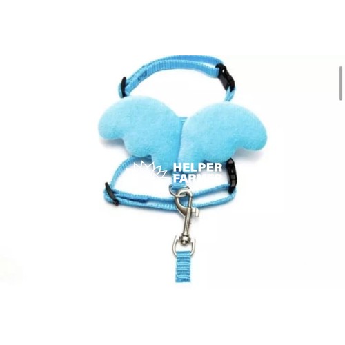 Шлейка + поводок с крыльями ангела для собак и кошек 1*22-32/120 голубой