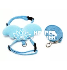 Шлейка + поводок с крыльями ангела для собак и кошек 1*22-32/120 голубой