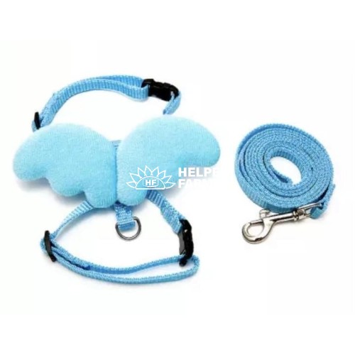 Шлейка + поводок с крыльями ангела для собак и кошек 1*22-32/120 голубой