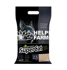 Растительный наполнитель SuperCat Биобетонит комковающий для кошачьих туалетов 2,5 кг