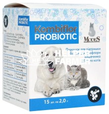 Комбифлора Пробиотик ModeS порошок для поддержания баланса микрофлоры кишечника собак и кошек по 2 г 15 саше