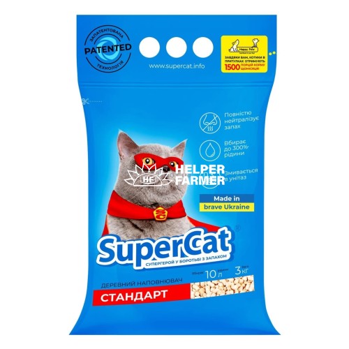 Наповнювач для туалету Collar SuperCat Стандарт деревний без ароматизатора, синій, 3 кг (10 л)
