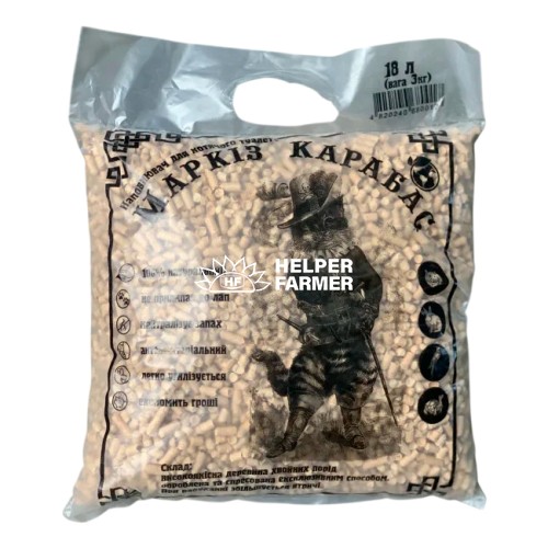 Гигиенический древесный наполнитель Маркиз Карабас, светлый, 7 кг