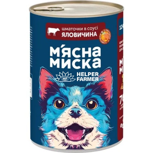 Вологий корм для дорослих собак М'ясна Миска шматочки в соусі яловичина з овочами для дорослих собак, 1.24 кг