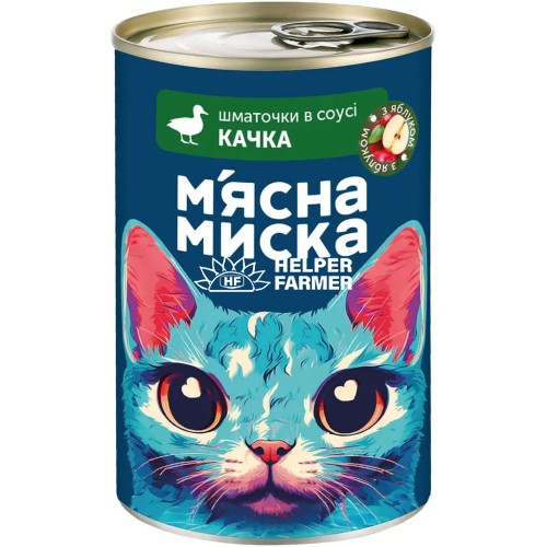 Вологий корм М'ясна Миска для котів шматочки в соусі з качкою та яблуками, 415 г