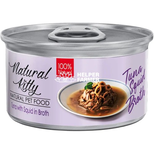 Вологий корм для котів Natural Kitty Broth Series у бульйоні з тунцем та кальмарами, 80 г