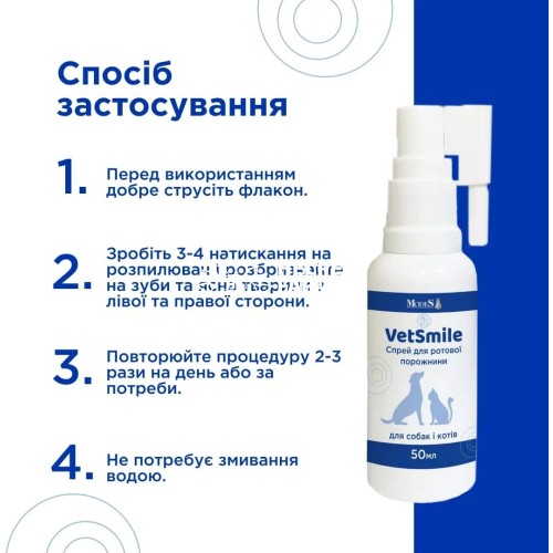 Ветсмайл ModeS VetSmile спрей для ротової порожнини собак та котів, 50 мл