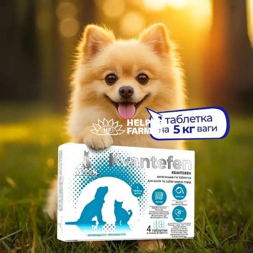 Квантефен ModeS антигельмінтні таблетки для котів і собак малих порід, 4 таблетки