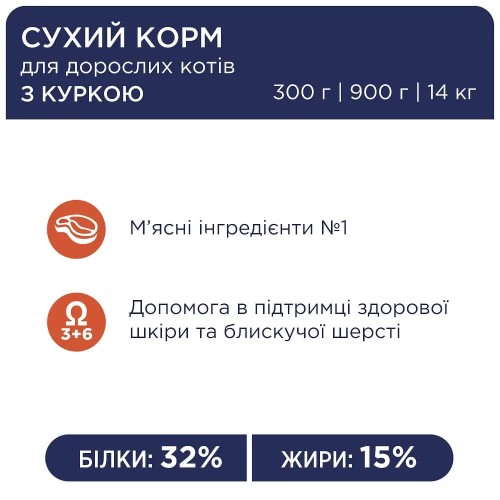 Сухий корм для котів Club 4 Paws Premium з куркою, 1 кг (ваговий)