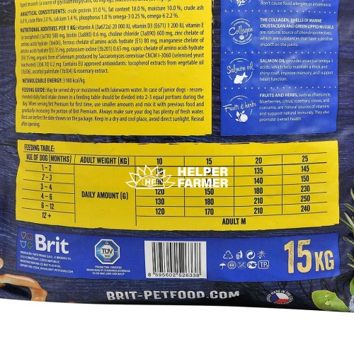 Сухий корм для цуценят середніх порід 10-25 кг Brit Premium Dog Junior М з куркою, 1 кг (ваговий)