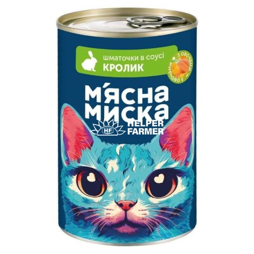 Влажный корм для кошек Мясная миска кусочки в соусе кролик с овощами, 415 г