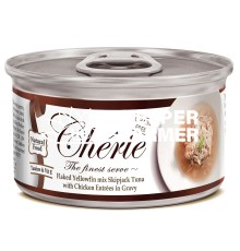 Вологий корм для котів Cherie Signature Gravy Mix Tuna&Chiken, зі шматочками тунця та курки у соусі, 80 г