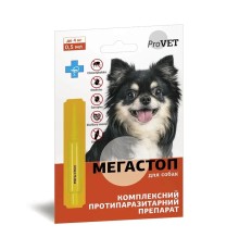 Мега Стоп ProVet краплі від бліх, кліщів і глистів для собак вагою до 4 кг, 1 піпетка