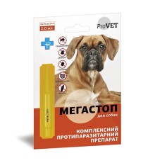 Мега Стоп ProVet краплі від бліх, кліщів і глистів для собак вагою від 10 до 20 кг, 1 піпетка