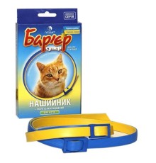 Ошейник Барьер от блох и клещей для кошек, синий, 35 см
