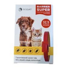 Ошейник Барьер от блох и клещей для собак и кошек, красный, 32,5 см