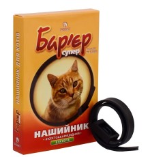Нашийник Бар'єр від бліх і кліщів для котів, чорний, 35 см
