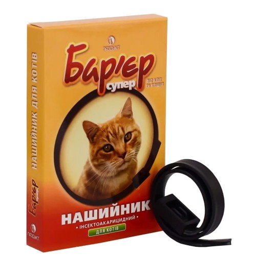 Нашийник Бар'єр від бліх і кліщів для котів, чорний, 35 см