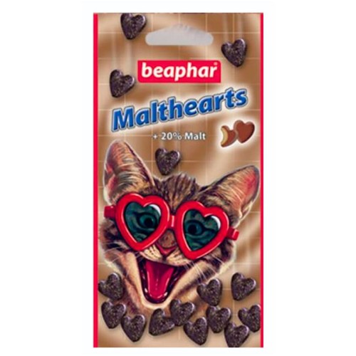 Ласощі для кішок Beaphar Malthearts серця з мальт-пастою для виведення вовни зі шлунка, 150 штук