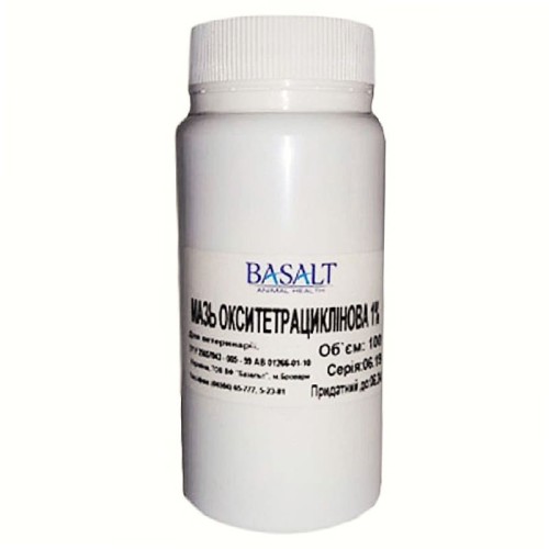 Оксітетрациклінова 1% (ДЛЯ ТВАРИН) мазь очна Basalt, 100 г банка