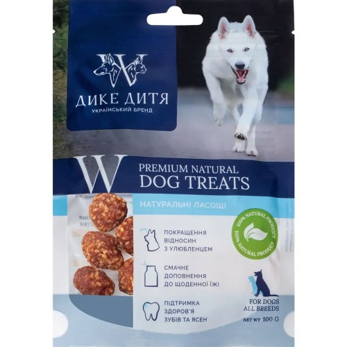 Ласощі для собак Дике Дитя Гантель качка і манчі на палиці, 100 г