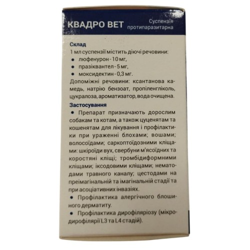 Суспензія SkyVet протипаразитарна для собак і котів Квадро Вет, 2.5 мл