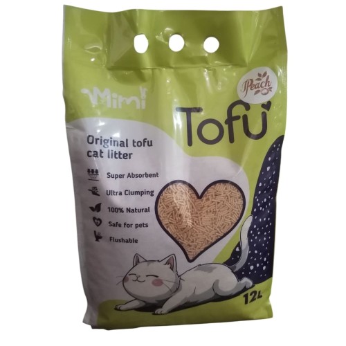 Наповнювач соєвий для котячого туалету MiMi CAT TOFU з ароматом персика, 12 л