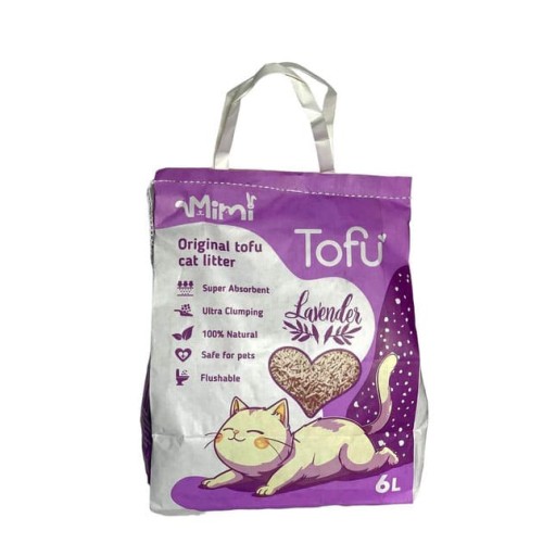 Наповнювач соєвий для котячого туалету MiMi CAT TOFU з ароматом лаванди, 6 л