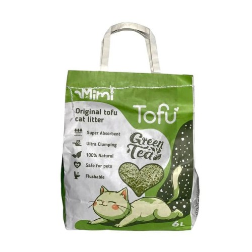 Наповнювач соєвий для котячого туалету MiMi CAT TOFU з ароматом зелений чай, 6 л