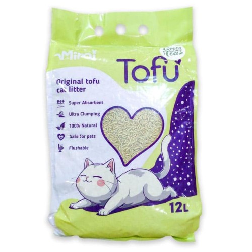 Наповнювач соєвий для котячого туалету MiMi CAT TOFU з ароматом зелений чай, 12 л