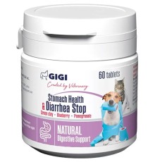 Вітамінно-мінеральна добавка Gigi Stomach Health & Diarrhea Stop для нормалізації функцій травної системи у собак та кішок, 60 таблеток