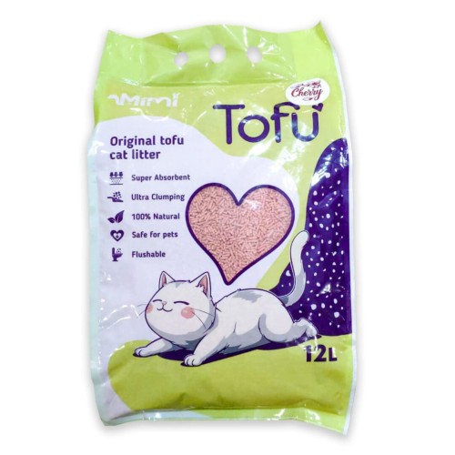 Наповнювач соєвий для котячого туалету MiMi CAT TOFU з ароматом вишня, 12 л